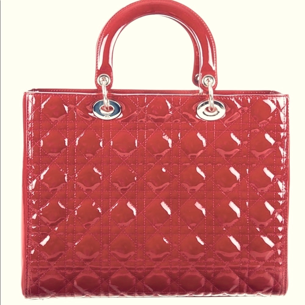 CHRISTIAN DIOR Dark RED / light Burgundy patten leather Cannag Bag - Picture 3 of 16